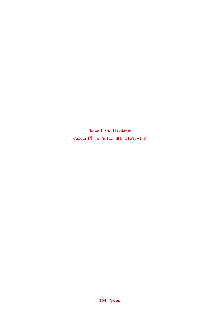 Page 1 de la notice Manuel utilisateur Amica SHE 11596-1 W