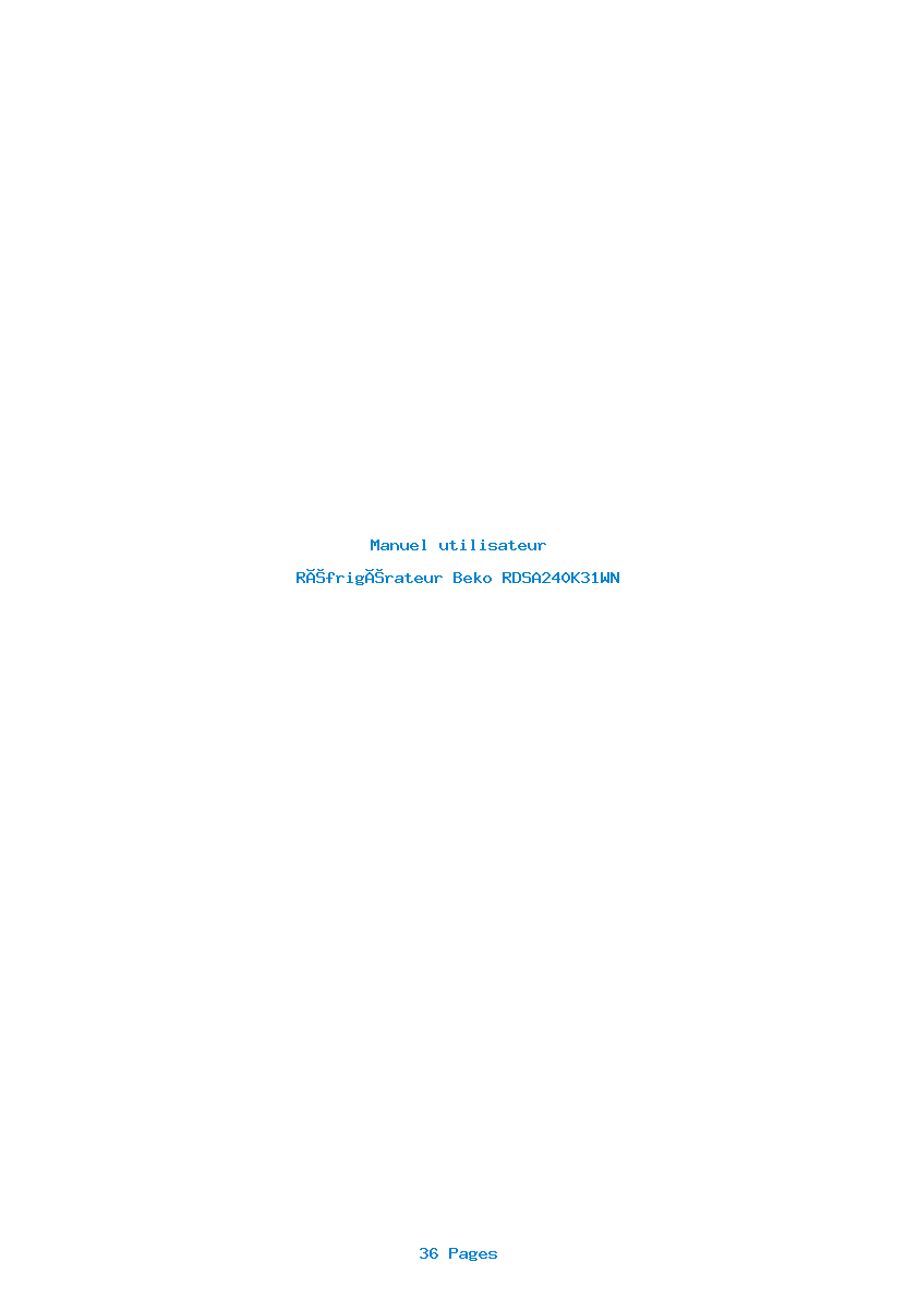 Page 1 de la notice Manuel utilisateur Beko RDSA240K31WN