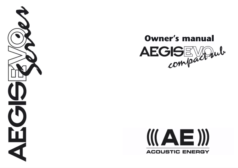 Page 1 de la notice Manuel utilisateur Acoustic Energy Aegis Evo Subwoofer
