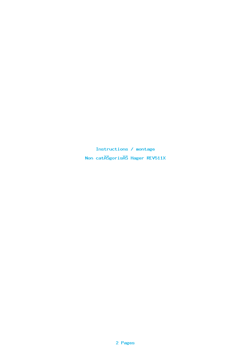 Page 1 de la notice Instructions / montage Hager REV511X