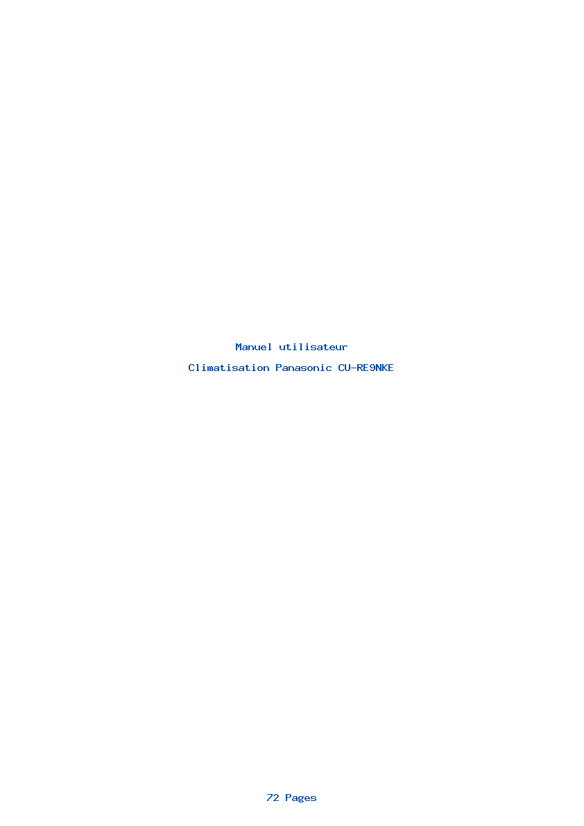 Page 1 de la notice Manuel utilisateur Panasonic CU-RE9NKE