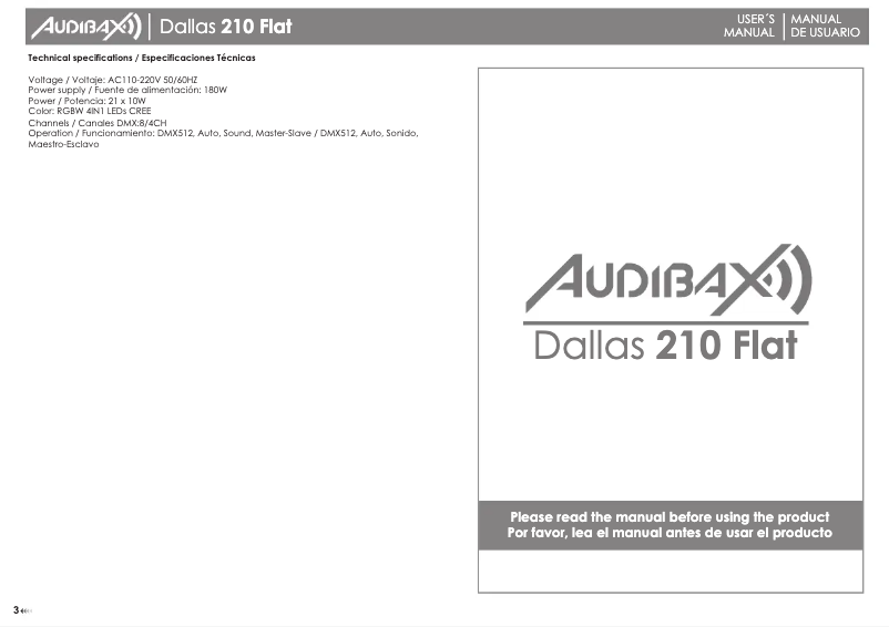 Page 1 de la notice Manuel utilisateur Audibax Dallas 210