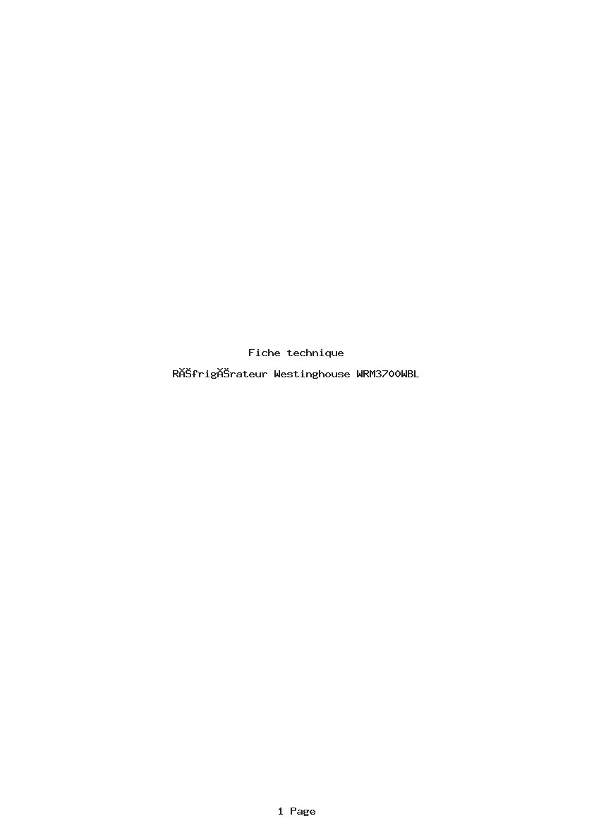 Page 1 de la notice Fiche technique Westinghouse WRM3700WBL