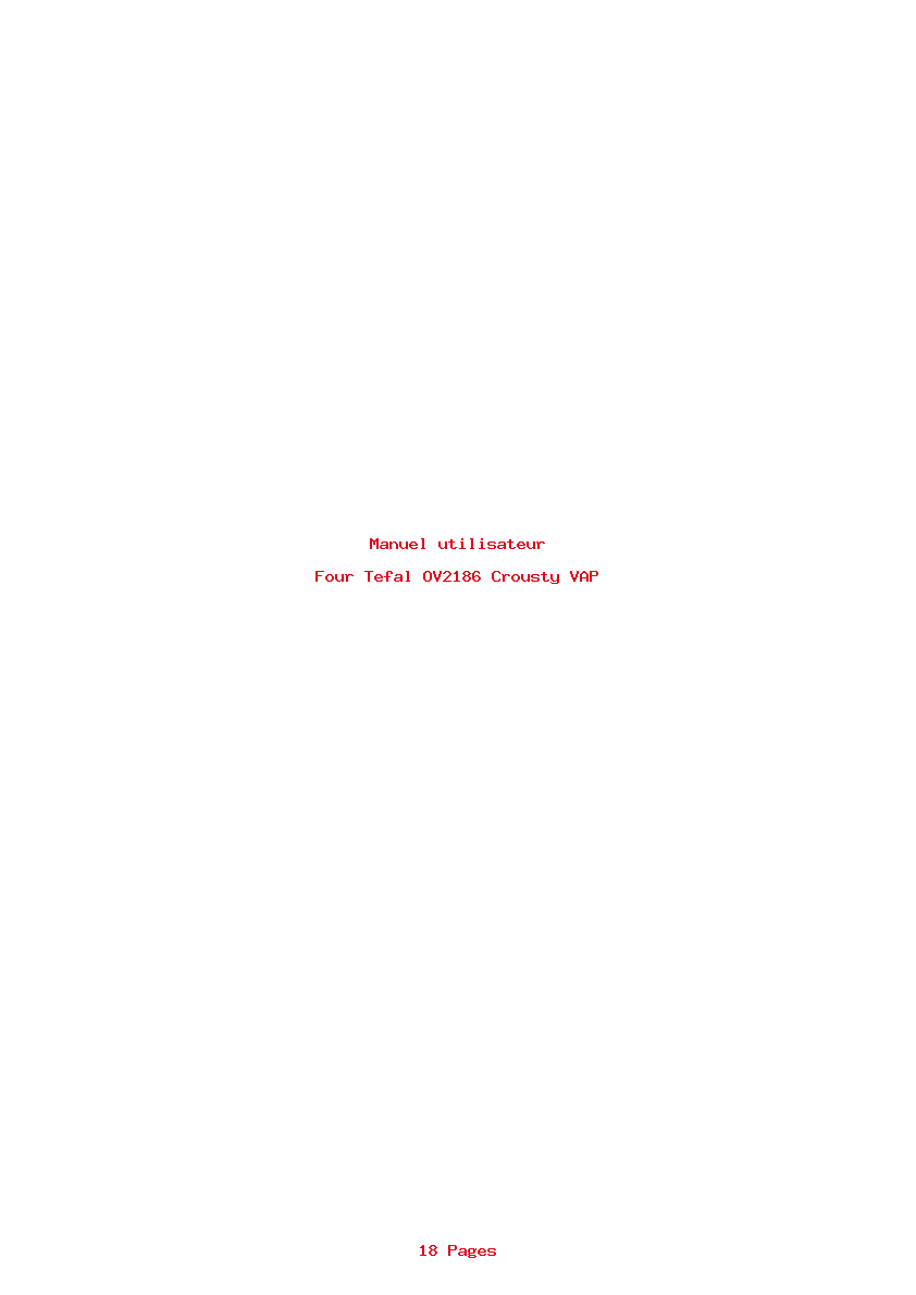 Page 1 de la notice Manuel utilisateur Tefal OV2186 Crousty VAP