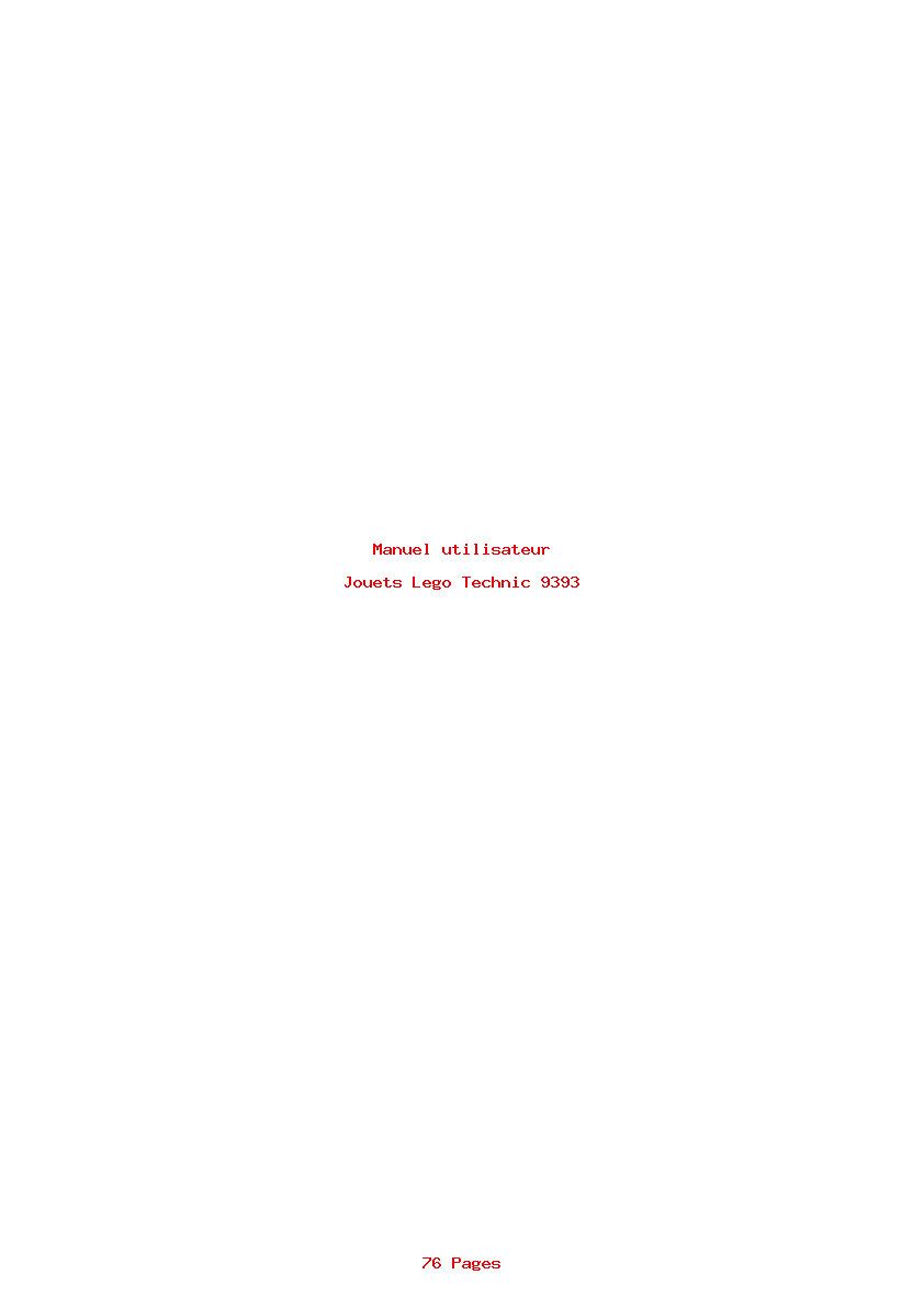 Page 1 de la notice Manuel utilisateur Lego Technic 9393