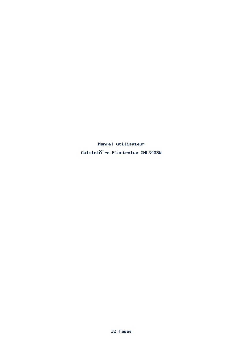 Page 1 de la notice Manuel utilisateur Electrolux GHL346SW