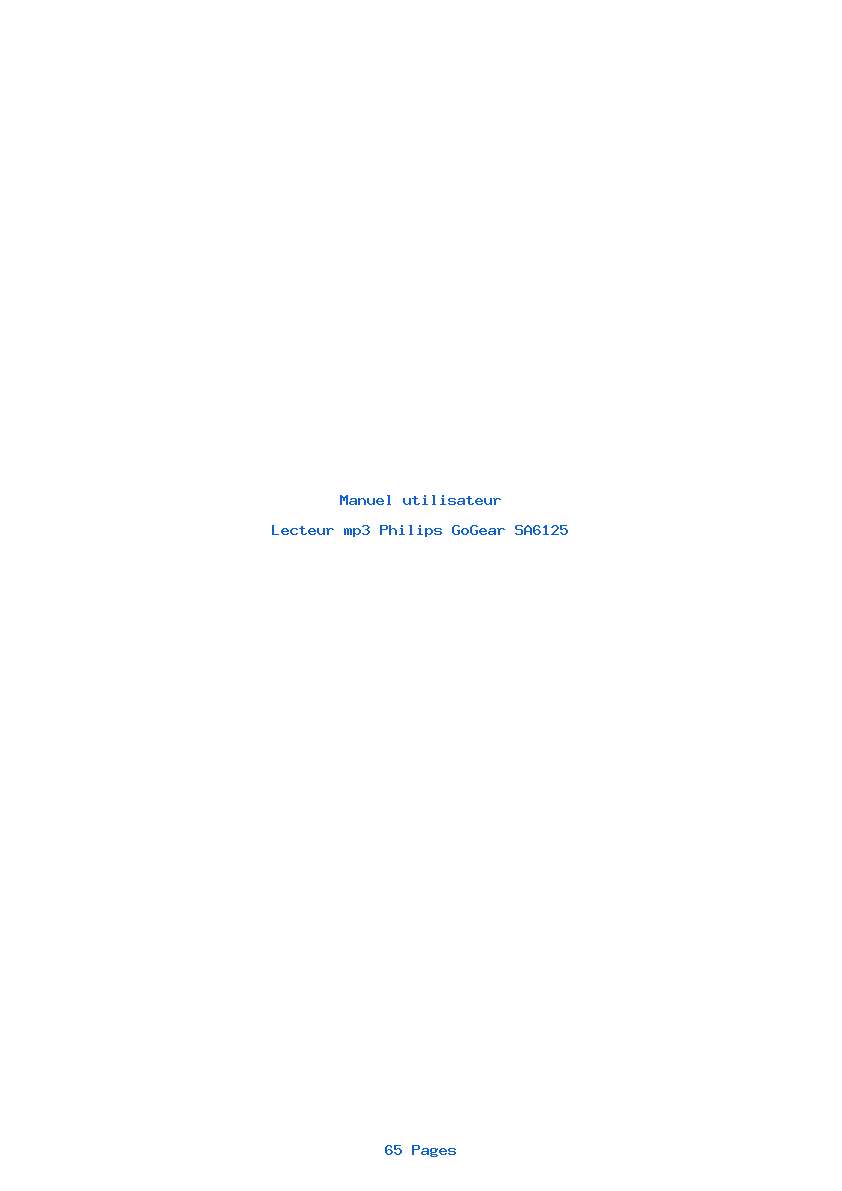 Page 1 de la notice Manuel utilisateur Philips GoGear SA6125