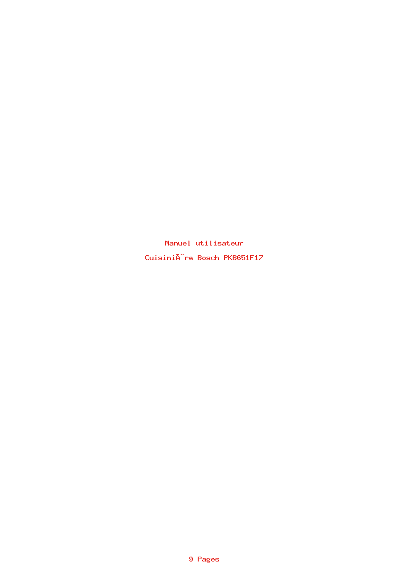 Page 1 de la notice Manuel utilisateur Bosch PKB651F17