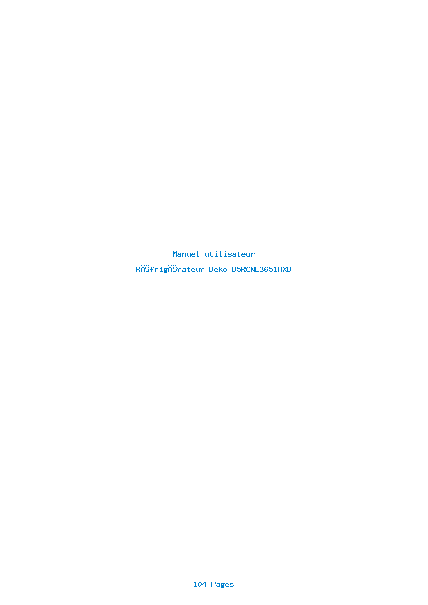 Page 1 de la notice Manuel utilisateur Beko B5RCNE3651HXB