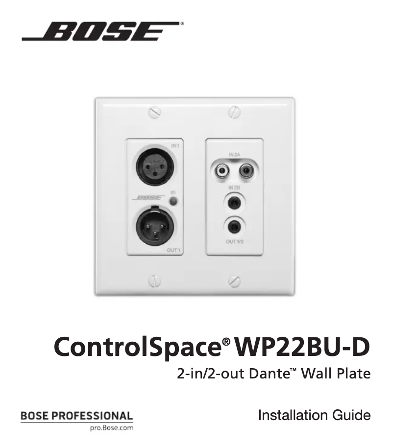 Page 1 de la notice Manuel utilisateur Bose ControlSpace WP22BU-D Dante