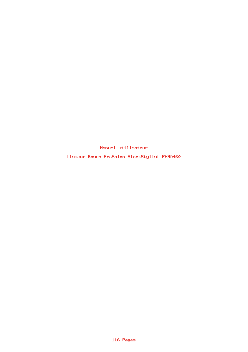 Page 1 de la notice Manuel utilisateur Bosch ProSalon SleekStylist PHS9460