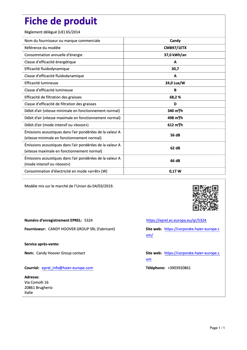 Página 1 del manual Manual de usuario Candy CMB97/1ETX