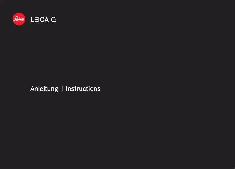 Page 1 of the manual User Manual Leica Q 'Snow'