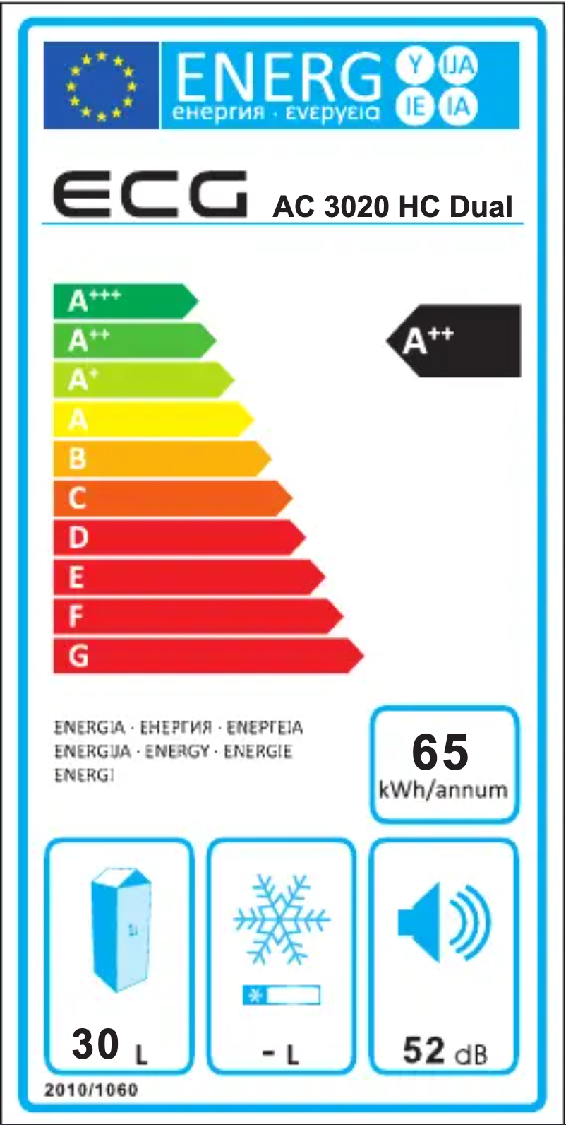 Página 1 del manual Etiqueta energética ECG AC 3020 HC Dual