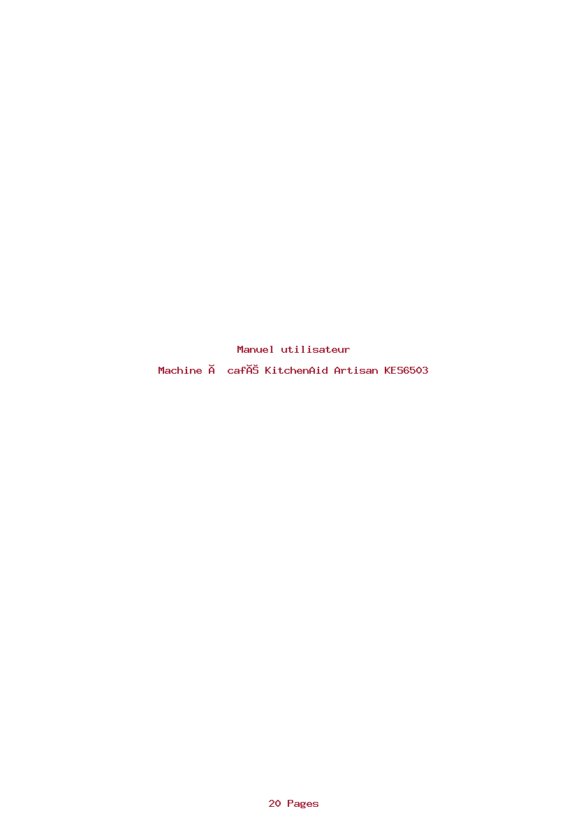 Page 1 de la notice Manuel utilisateur KitchenAid Artisan KES6503