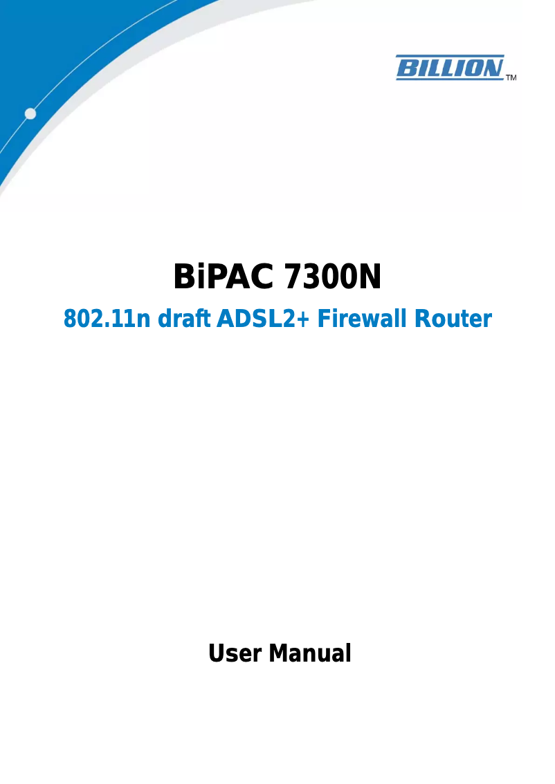 Page 1 de la notice Manuel utilisateur Billion BiPAC 7300N