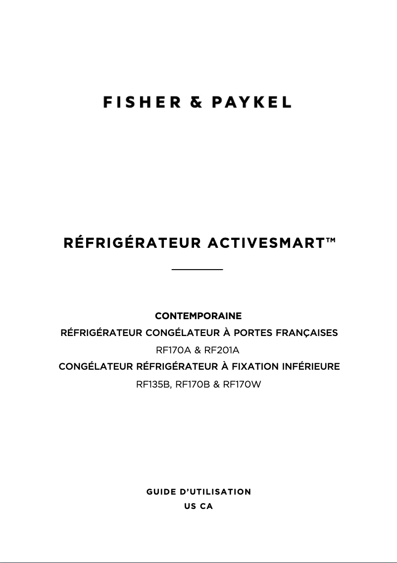Page 1 de la notice Manuel utilisateur Fisher & Paykel RF135BLPX6 N
