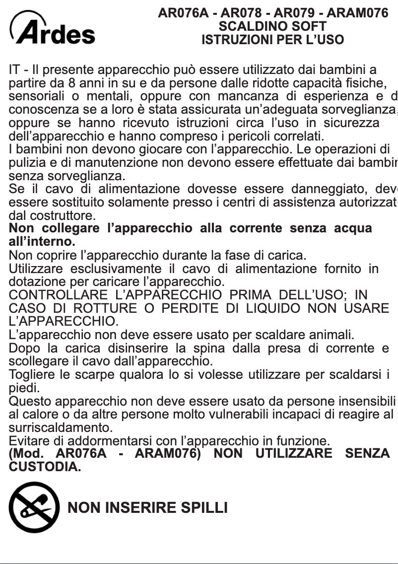 Page 1 de la notice Manuel utilisateur Ardes AR076A