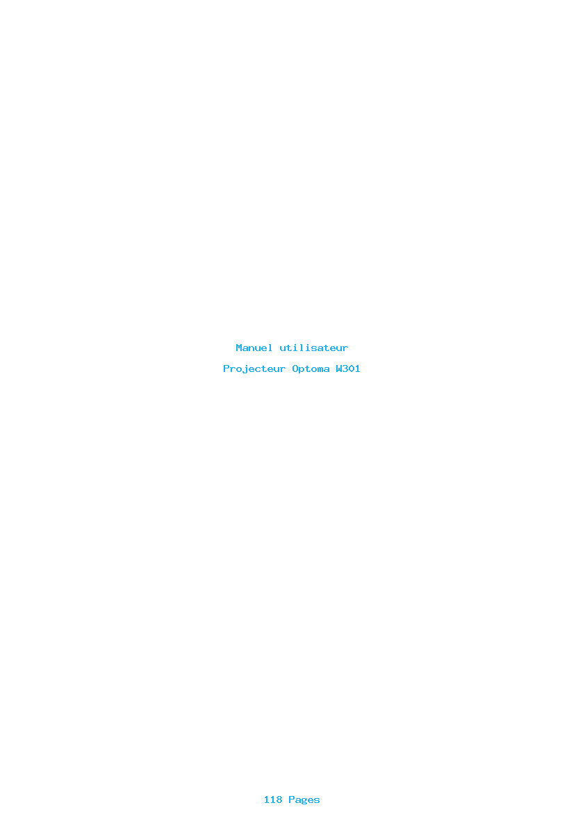 Page 1 de la notice Manuel utilisateur Optoma W301
