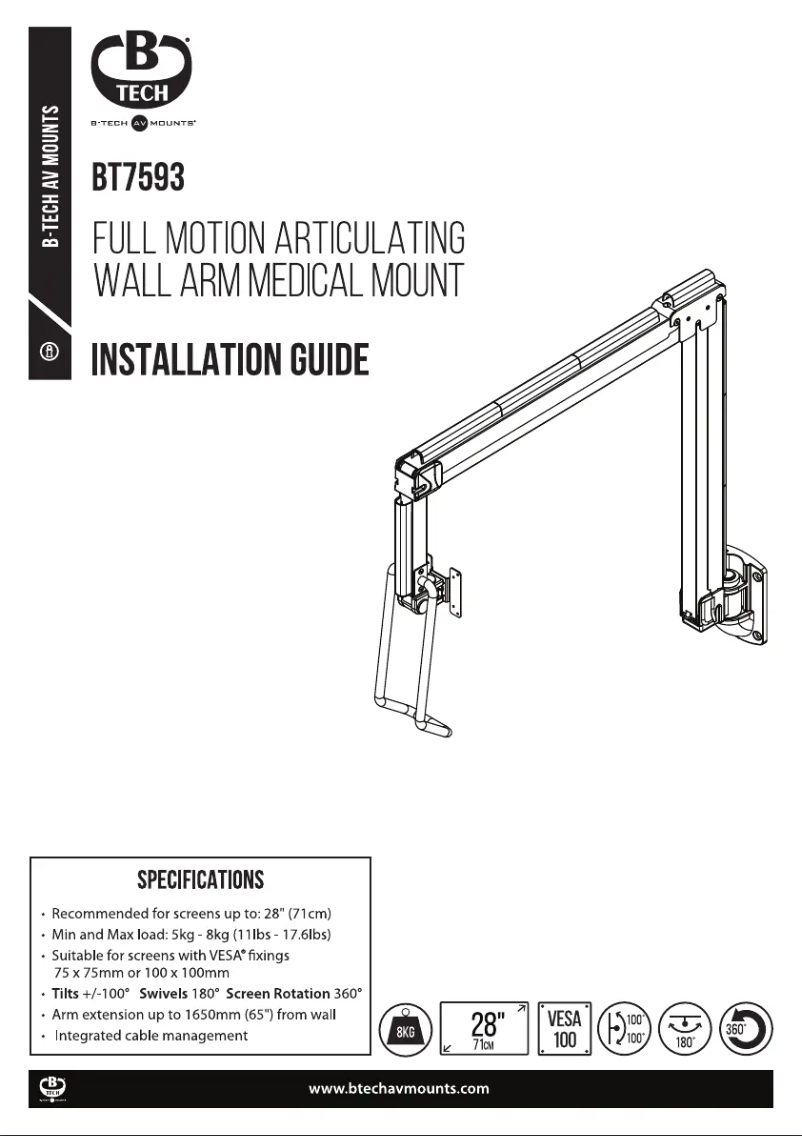 Page 1 of the manual Installation Guide B-Tech BT7593