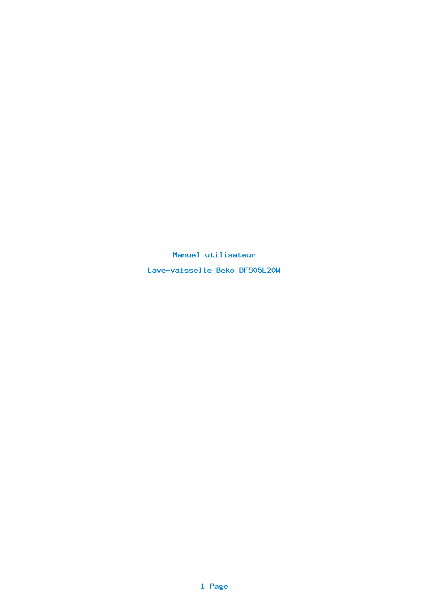Page 1 de la notice Manuel utilisateur Beko DFS05L20W