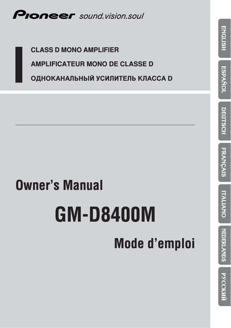 Página 1 del manual Manual de usuario Pioneer GM-D8400