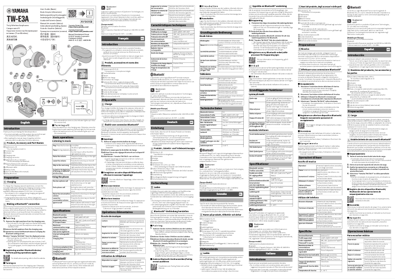 Page 1 de la notice Manuel utilisateur Yamaha TW-E3A