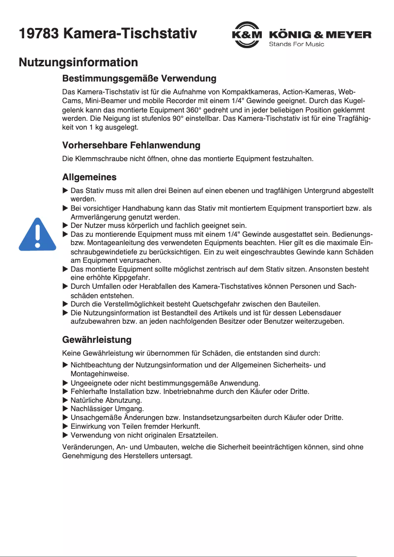 Page 1 de la notice Manuel utilisateur Konig & Meyer 19783