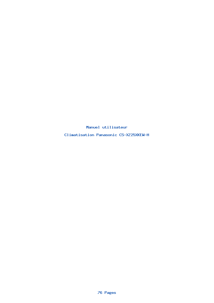 Page 1 de la notice Manuel utilisateur Panasonic CS-XZ25XKEW-H