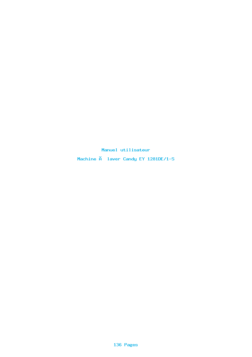 Page 1 de la notice Manuel utilisateur Candy EY 1281DE/1-S