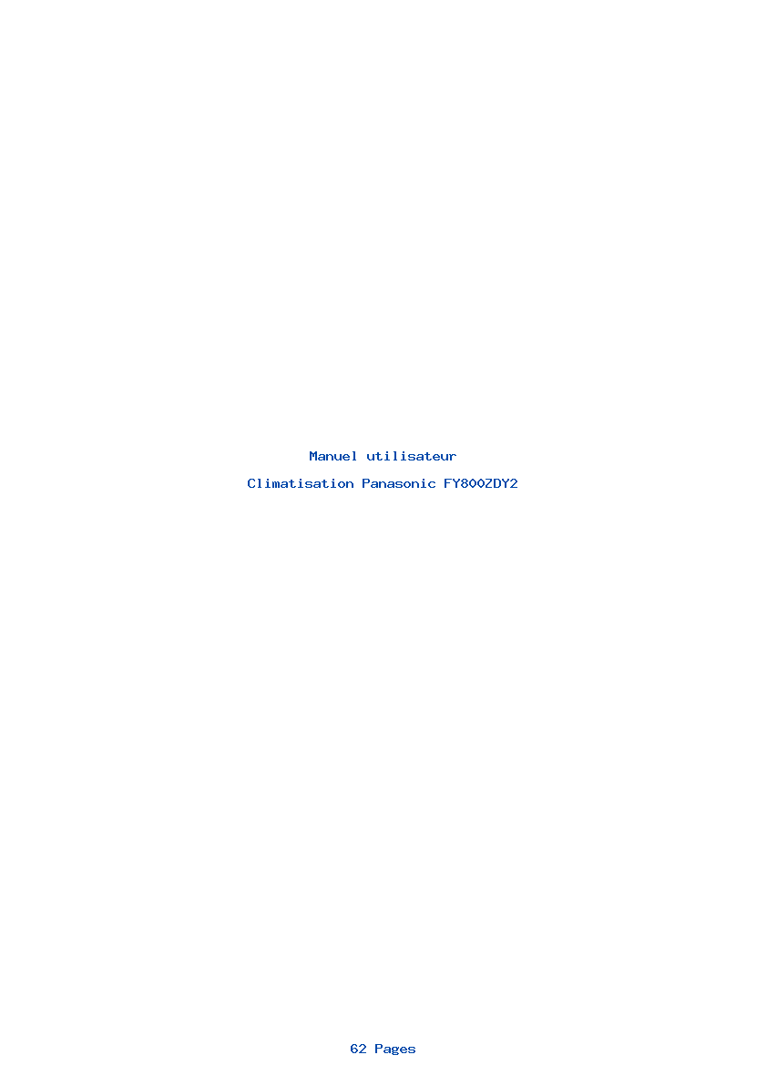 Page 1 de la notice Manuel utilisateur Panasonic FY800ZDY2