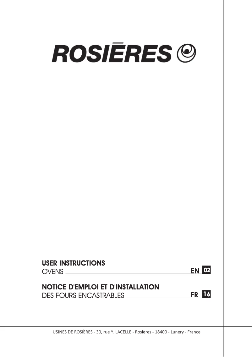Page 1 de la notice Mode d'emploi Rosieres RFCR 93 PN