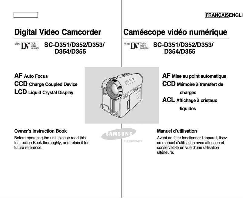 Page 1 de la notice Manuel utilisateur Samsung SC-D353