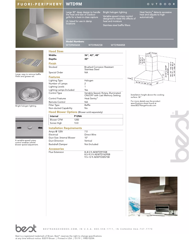 Page 1 de la notice Manuel utilisateur Best Fuori-Periphery WTD9M48SB