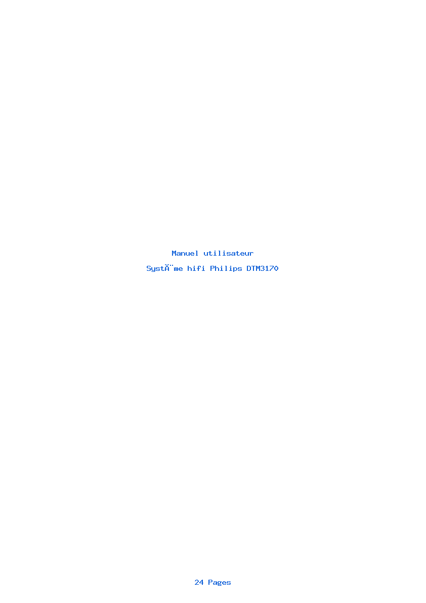 Page 1 de la notice Manuel utilisateur Philips DTM3170