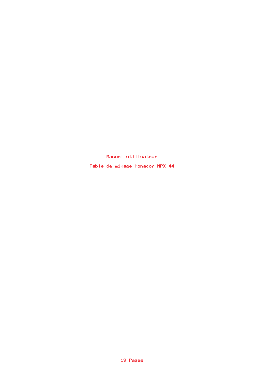 Page 1 de la notice Manuel utilisateur Monacor MPX-44