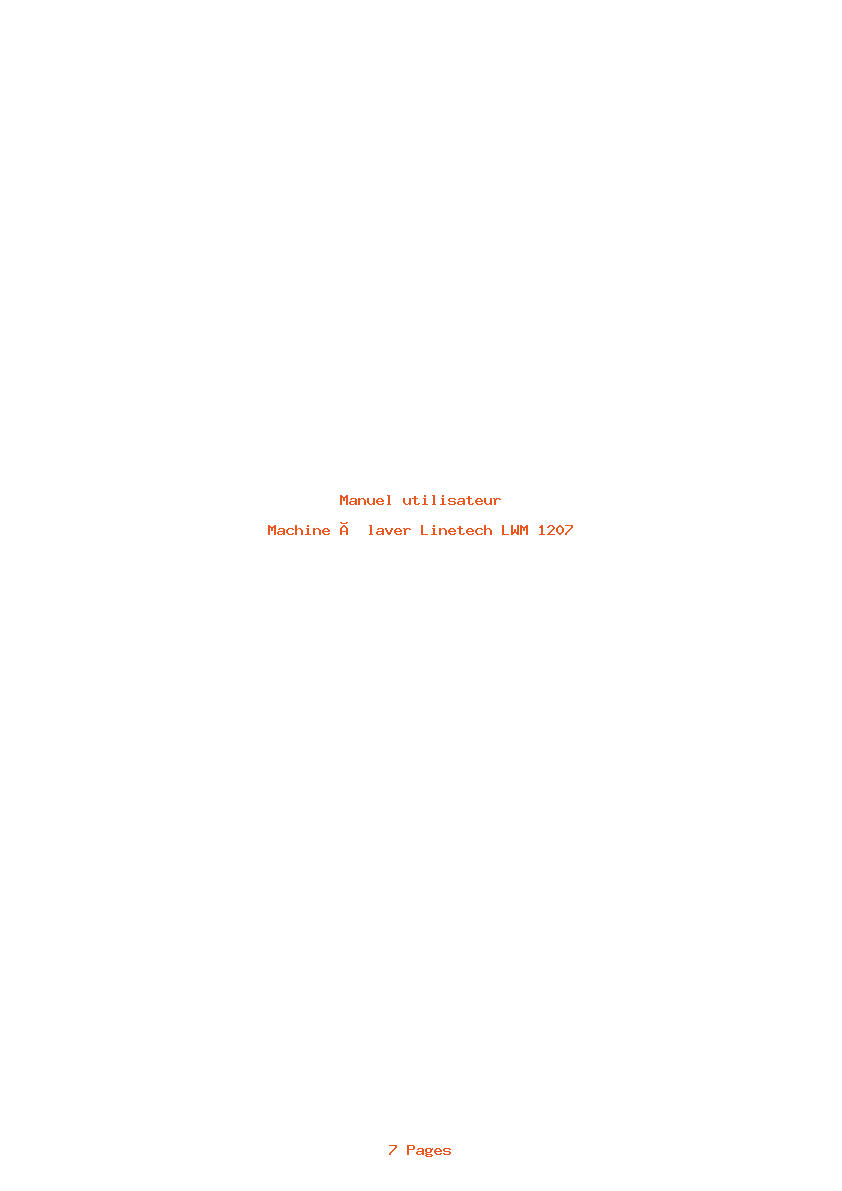 Page 1 de la notice Manuel utilisateur Linetech LWM 1207