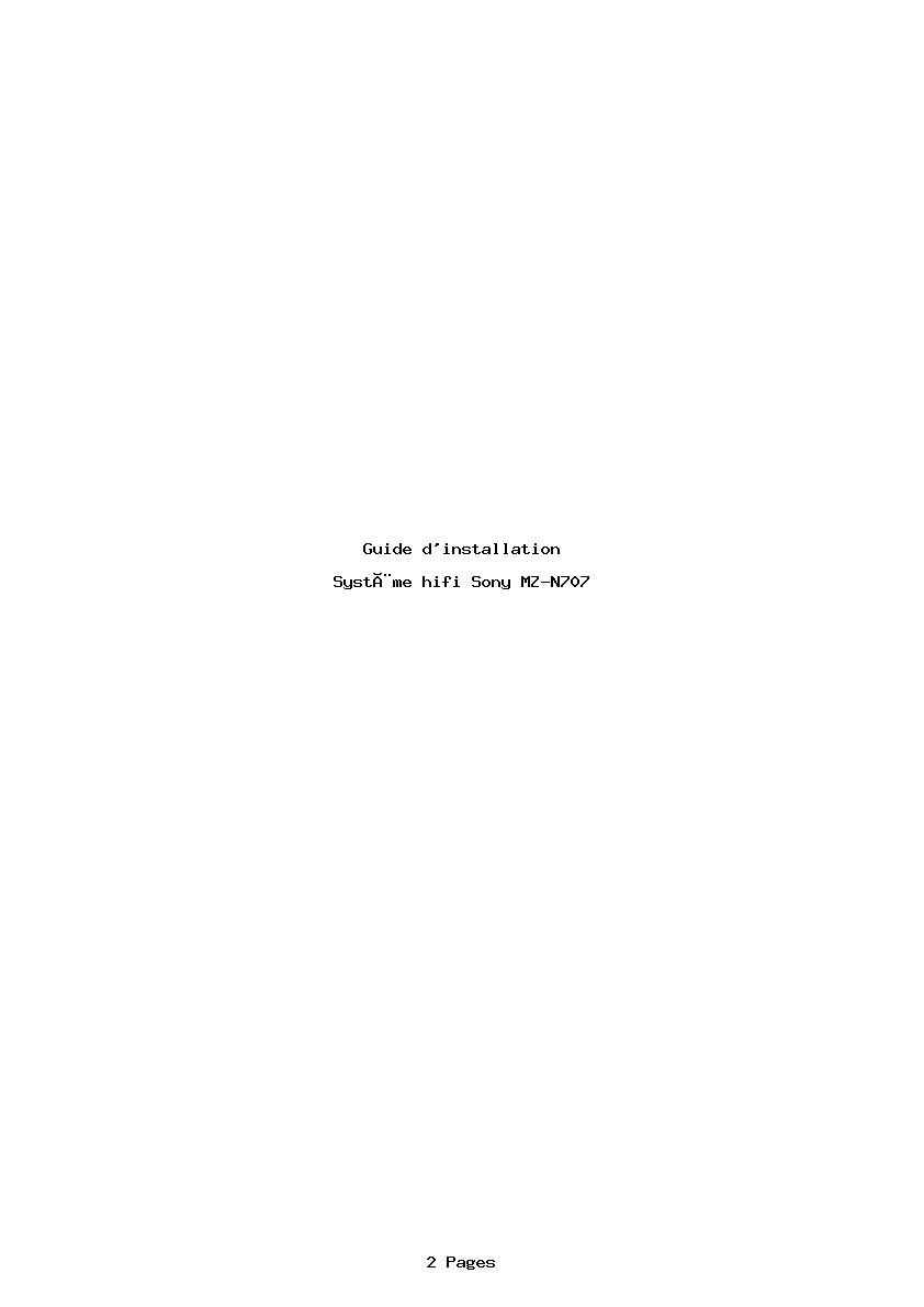 Page 1 de la notice Guide d'installation Sony MZ-N707