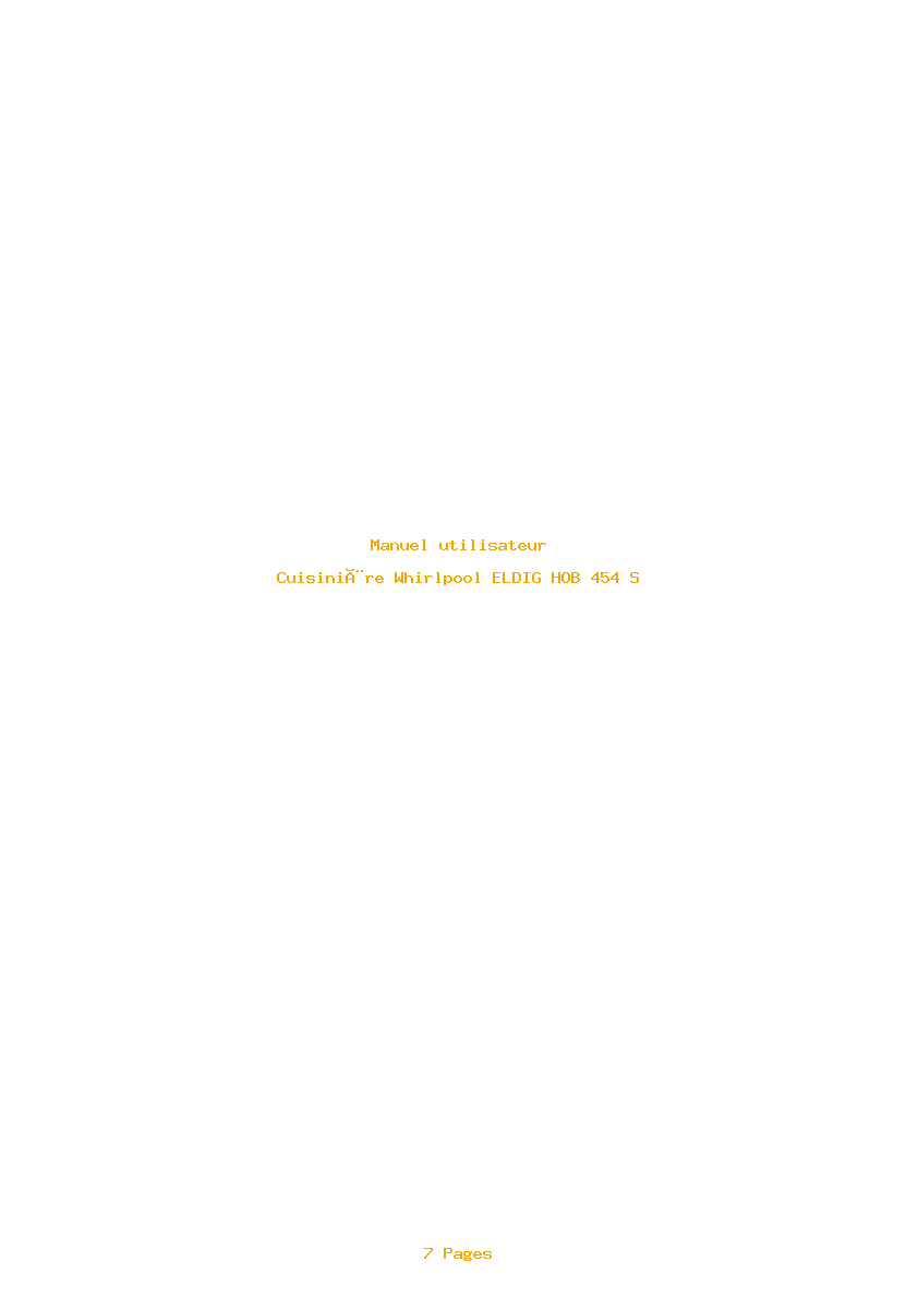 Page 1 de la notice Manuel utilisateur Whirlpool ELDIG HOB 454 S