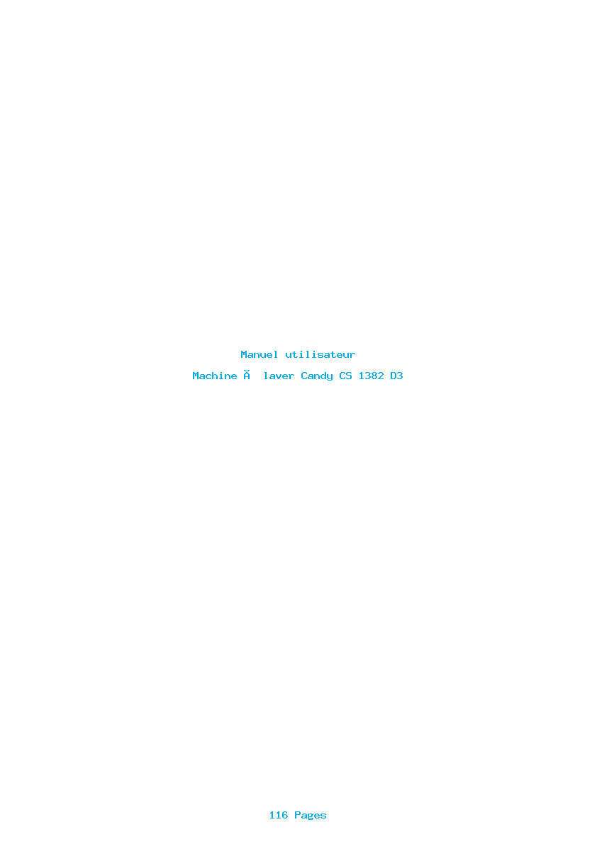 Page 1 de la notice Manuel utilisateur Candy CS 1382 D3