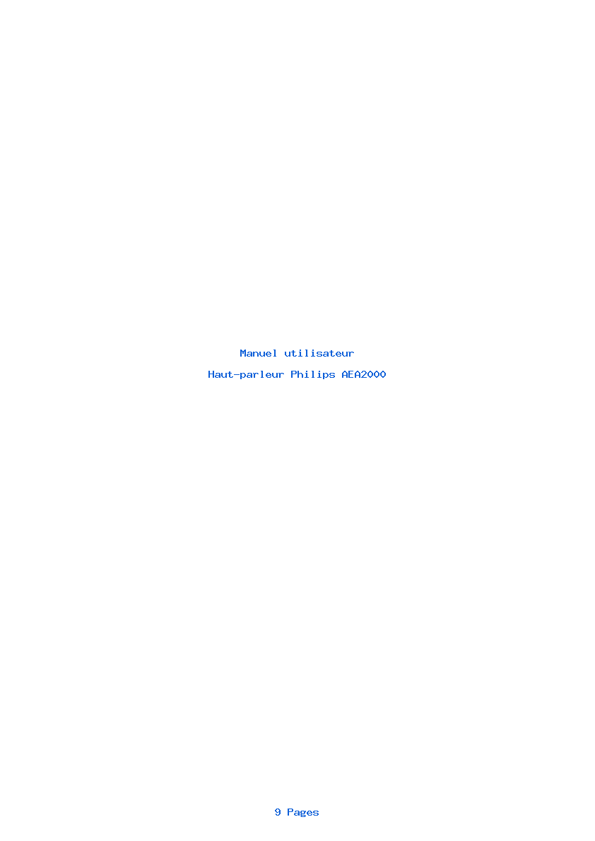 Page 1 de la notice Manuel utilisateur Philips AEA2000