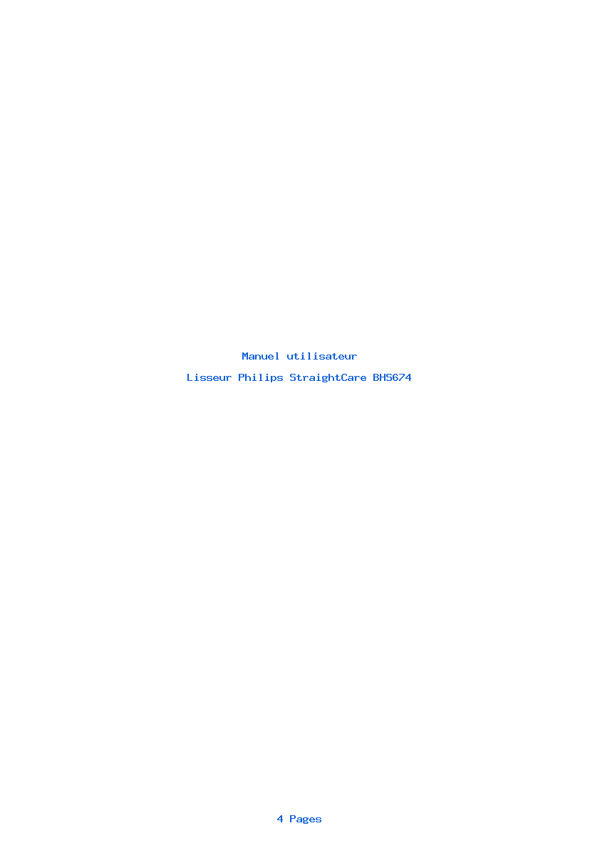 Page 1 de la notice Manuel utilisateur Philips StraightCare BHS674