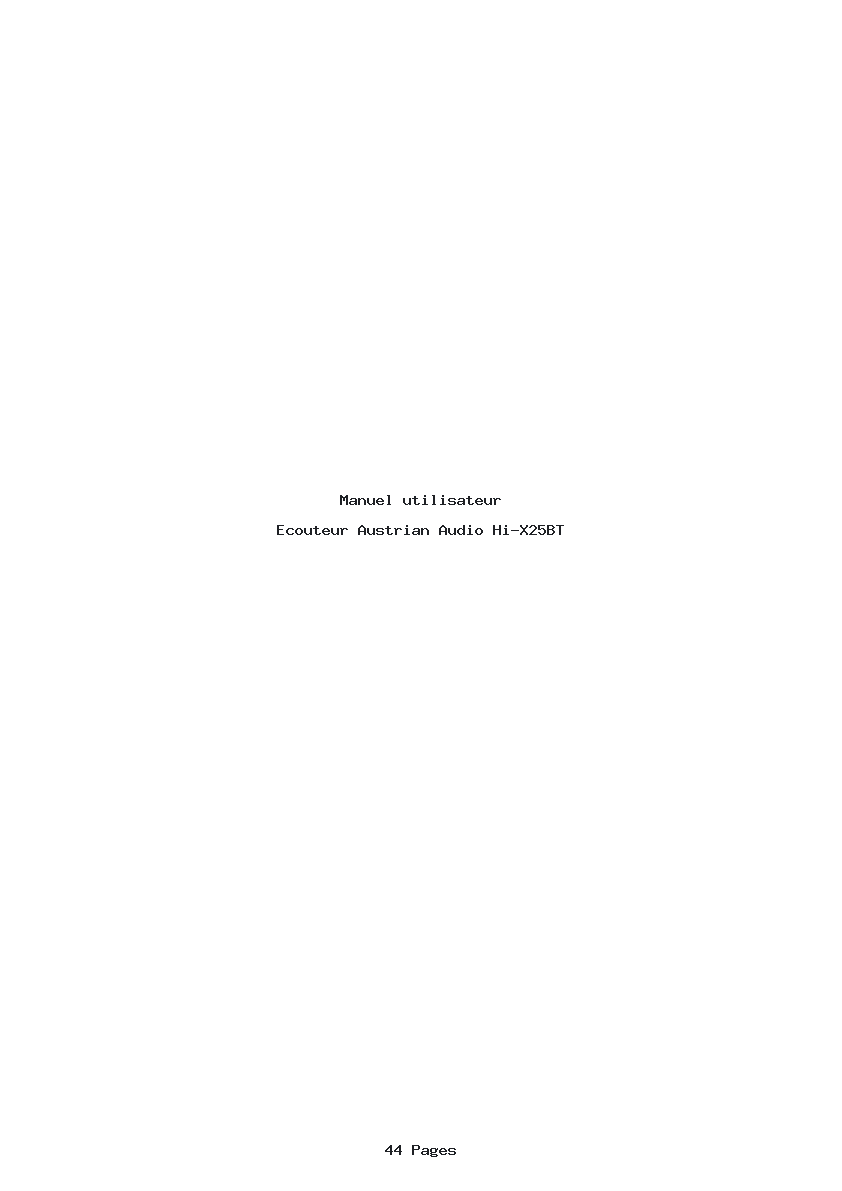 Page 1 de la notice Manuel utilisateur Austrian Audio Hi-X25BT