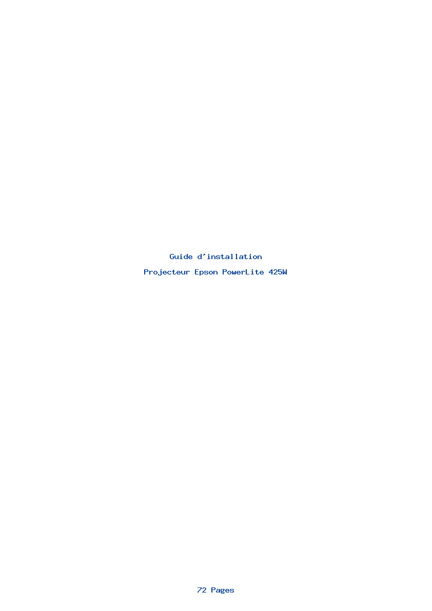 Page 1 de la notice Guide d'installation Epson PowerLite 425W