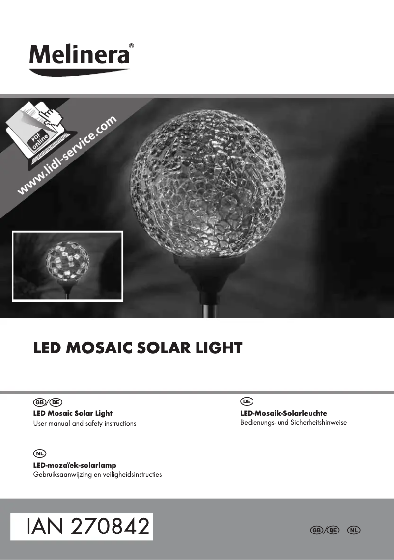 Page 1 de la notice Manuel utilisateur Melinera IAN 270842