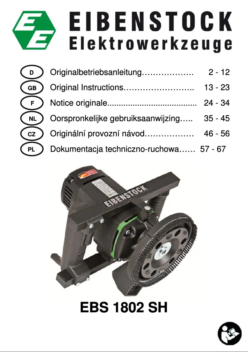 Page 1 of the manual User Manual Eibenstock EBS 1802 SH