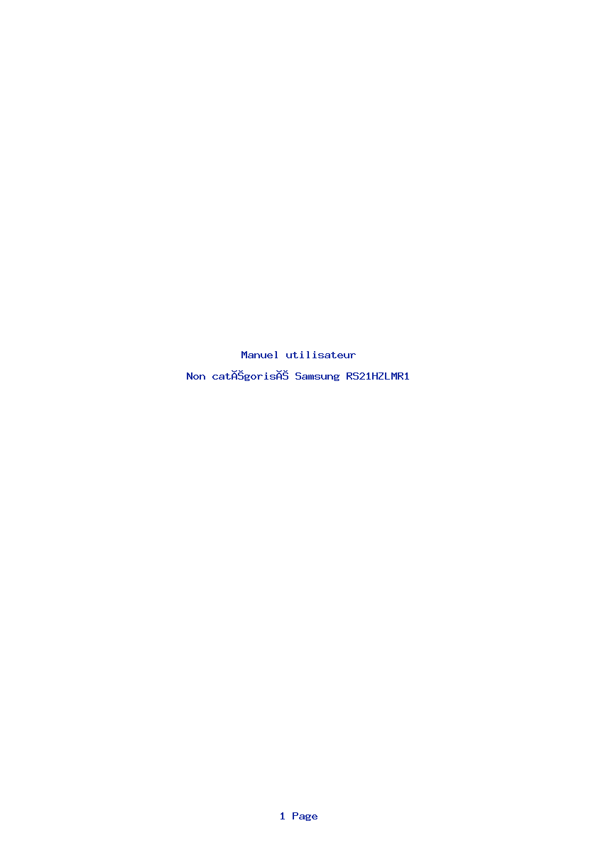 Page 1 de la notice Manuel utilisateur Samsung RS21HZLMR1