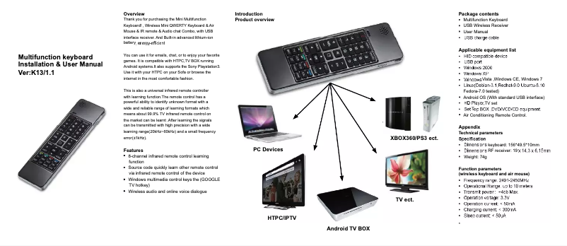 Page 1 de la notice Manuel utilisateur Zoweetek ZW-51013