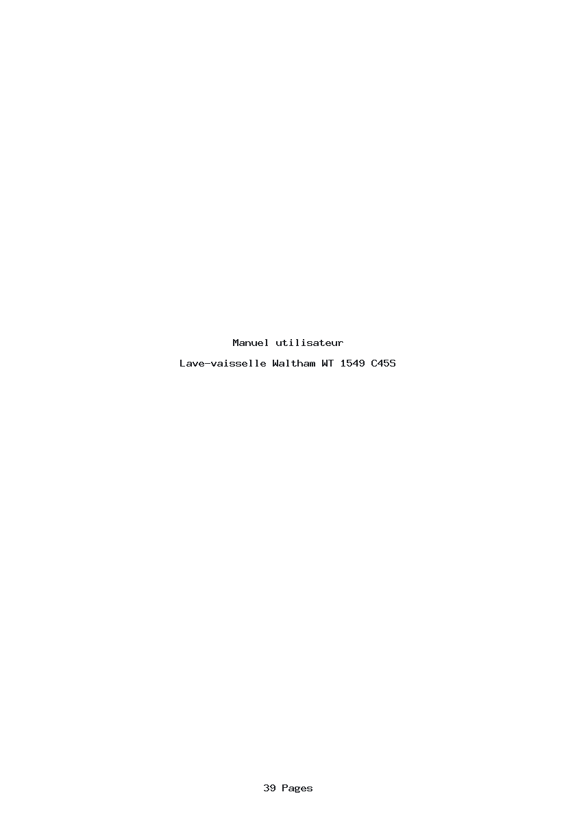 Page 1 de la notice Manuel utilisateur Waltham WT 1549 C45S