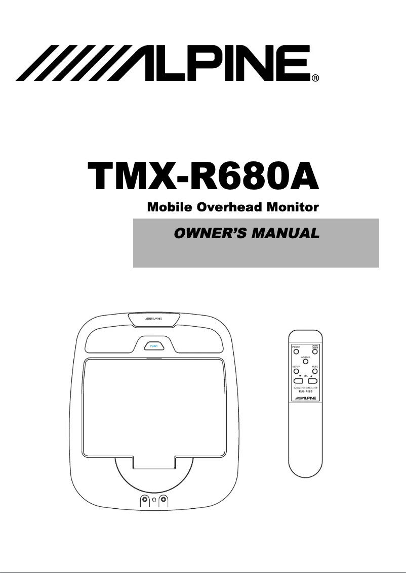 Page 1 of the manual User Manual Alpine TMX-R680A